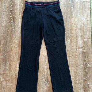 Vintage Y2K Black Track Pants with Striped Waistband